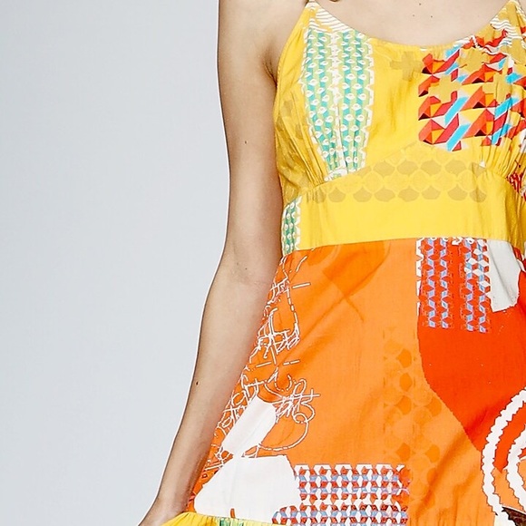 Anthropologie Geisha Designs Margarella Multicolor Patchwork Print Maxi Dress S - Picture 4 of 6